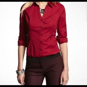 Red essential fit Express dress shirt size small